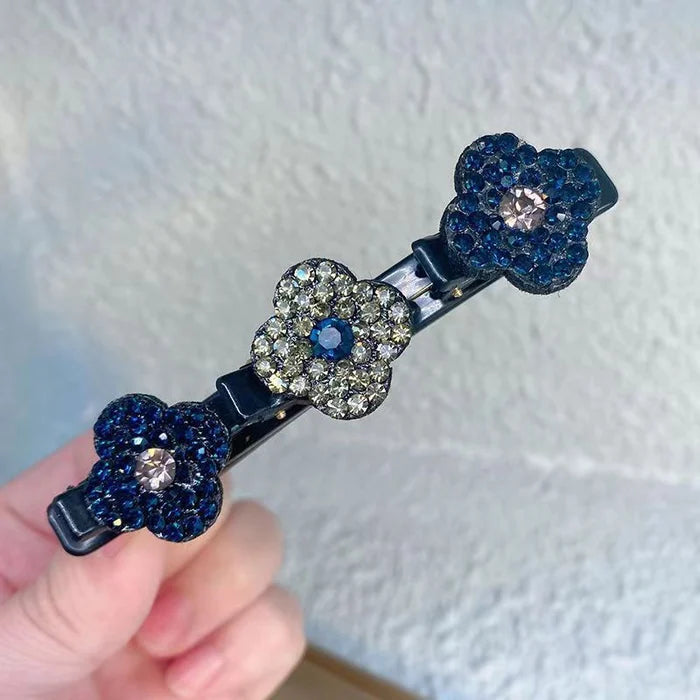 Sparkling Crystal Stone Braided Hair Clips- SET OF 4 COLORS