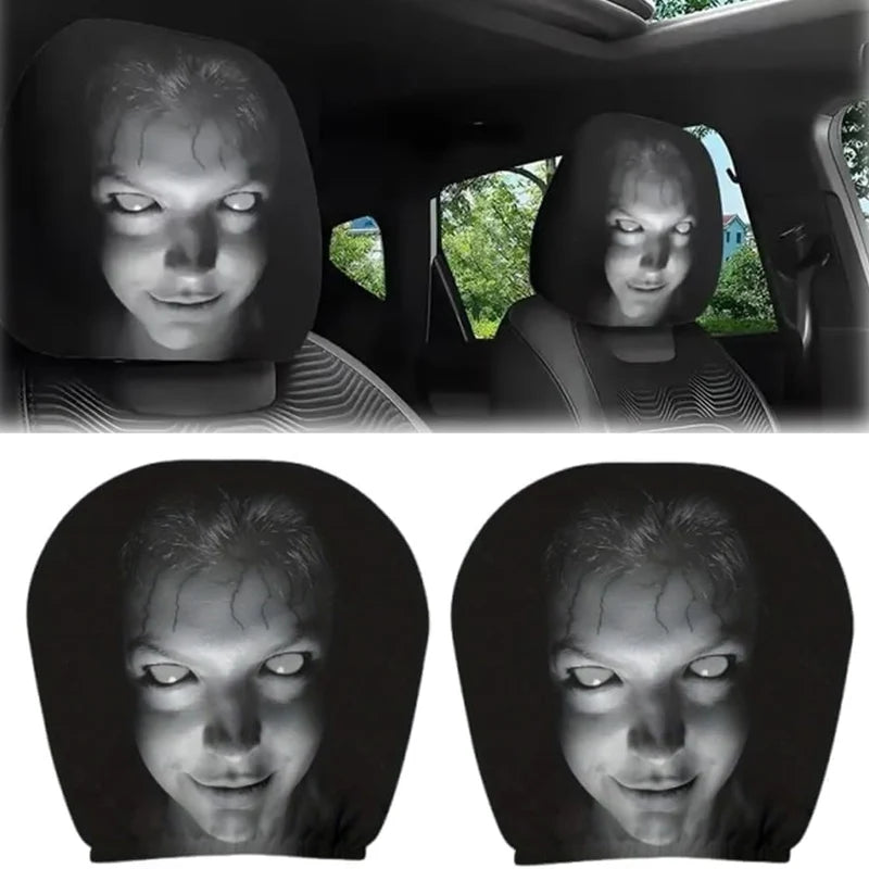 3D Creepy Ghost Face Headrest Covers | Universal fit