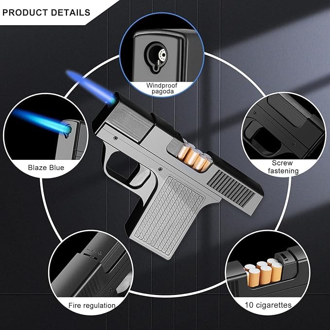 2-in-1 Gun Shape Pistol Cigarette Case with Lighter🔫