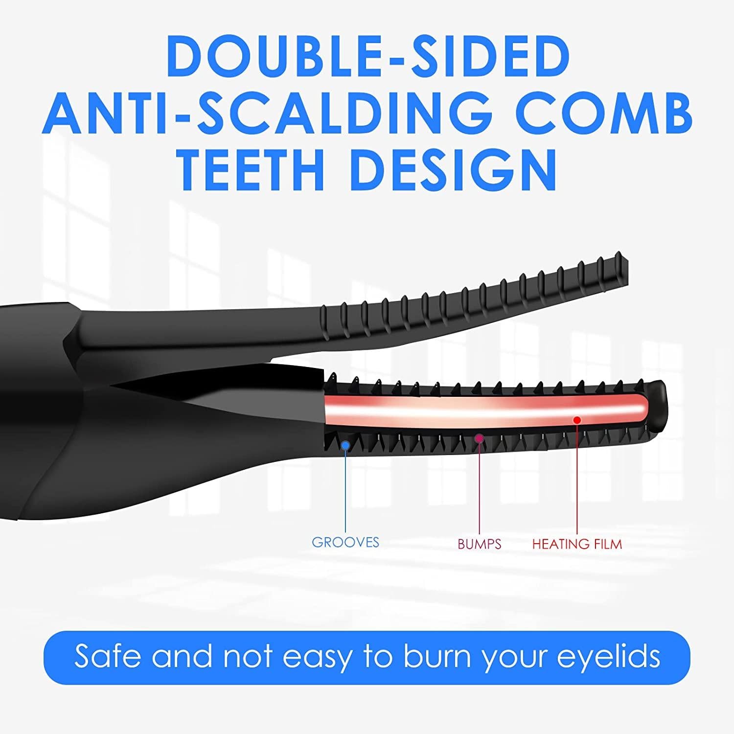 Heated Eyelash Curler Usb Rechargeable Heated Lash Curler With Built-in Comb