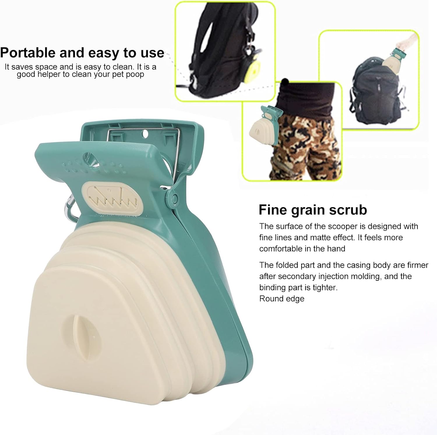 Portable Handheld Dog Pooper Scooper With Inbuilt Poop Bags Tray