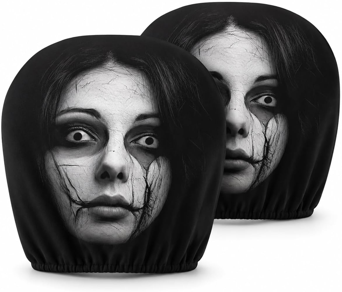 3D Creepy Ghost Face Headrest Covers | Universal fit