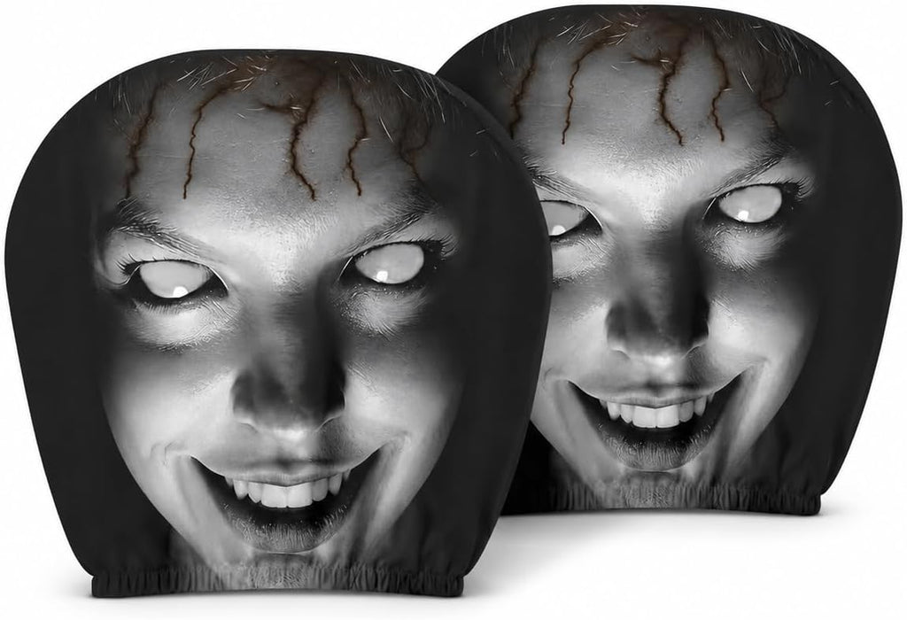 3D Creepy Ghost Face Headrest Covers | Universal fit