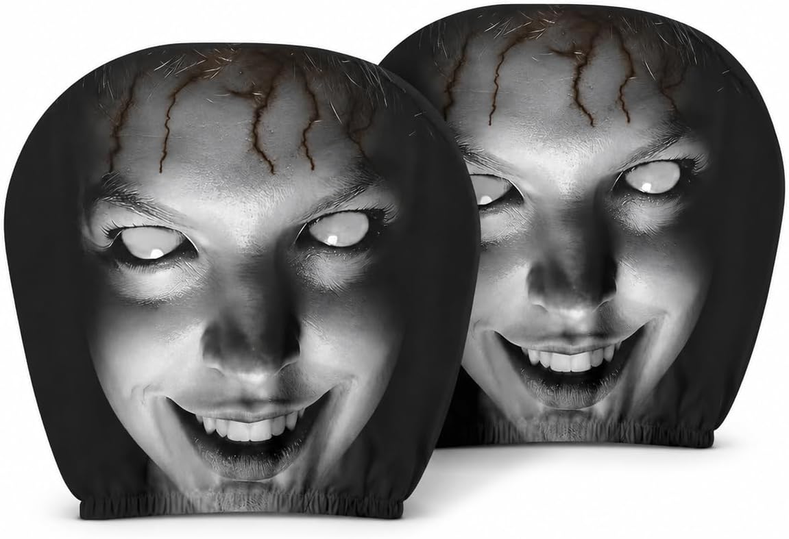 3D Creepy Ghost Face Headrest Covers | Universal fit