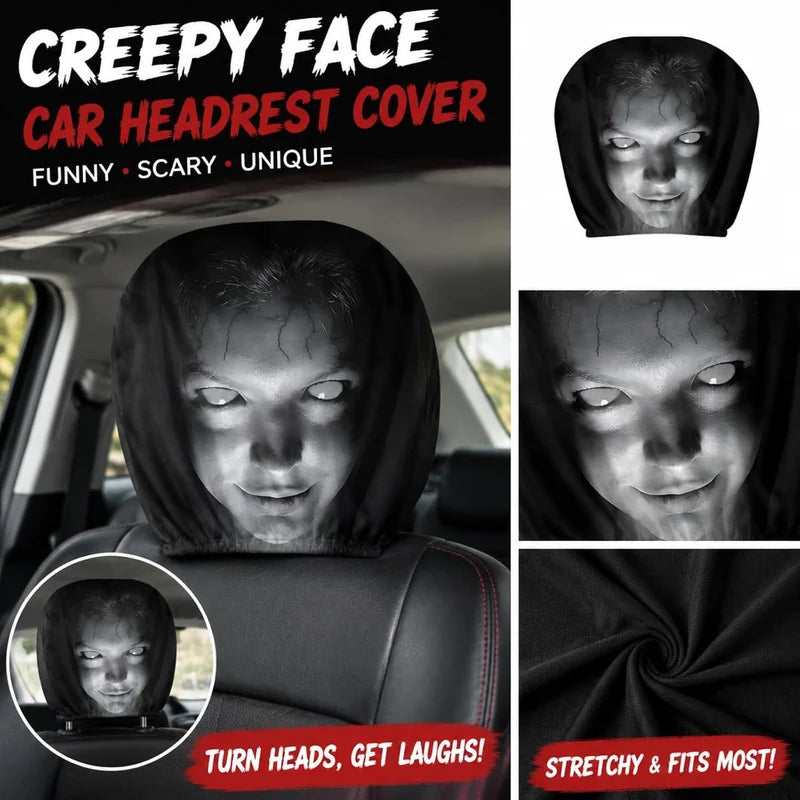 3D Creepy Ghost Face Headrest Covers | Universal fit