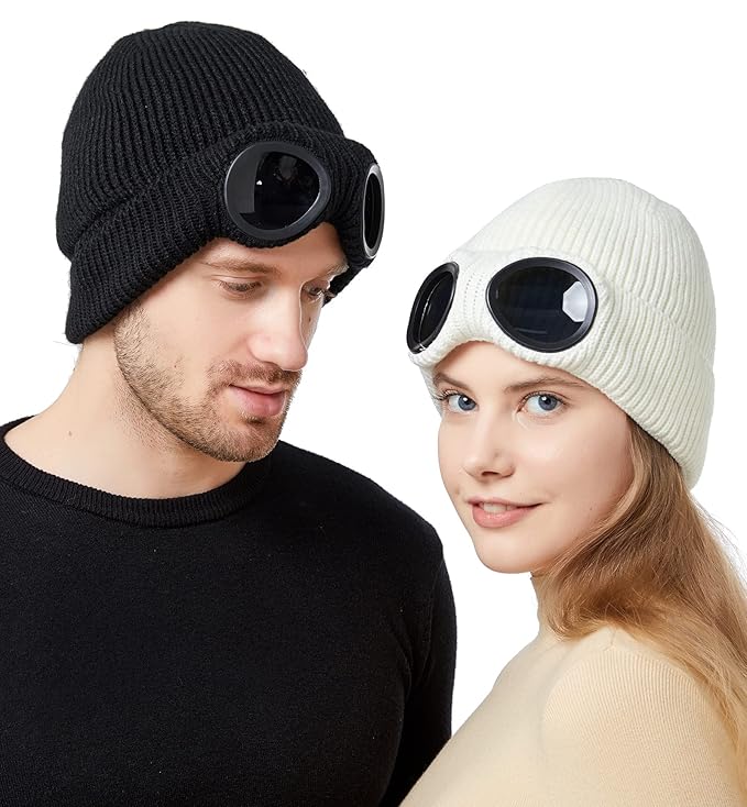 Winter Wool Goggles Beanies Cap