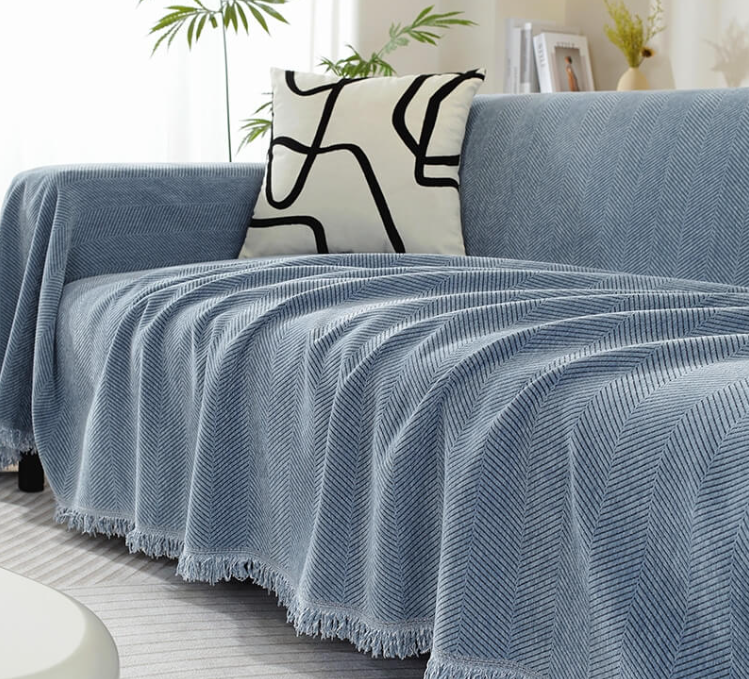 Chenille Blanket Herringbone Tassel Sofa Cover Sofa Throws