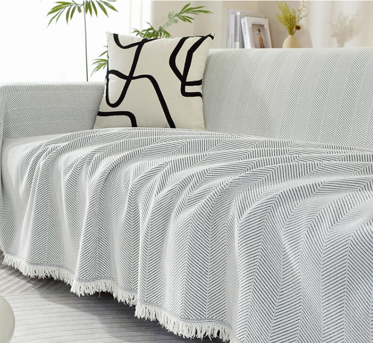 Chenille Blanket Herringbone Tassel Sofa Cover Sofa Throws