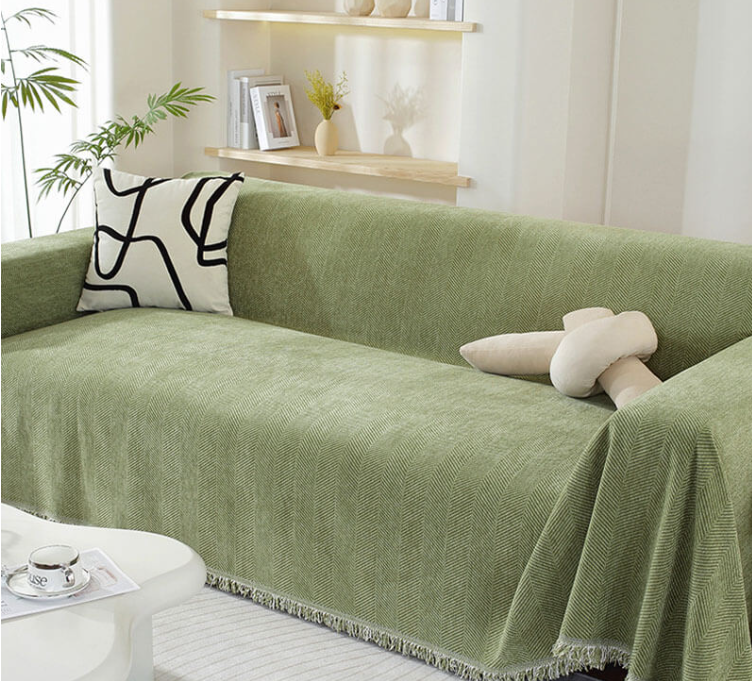 Chenille Blanket Herringbone Tassel Sofa Cover Sofa Throws