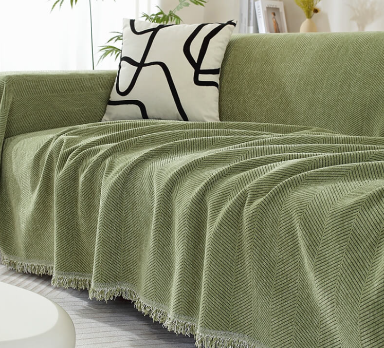 Chenille Blanket Herringbone Tassel Sofa Cover Sofa Throws