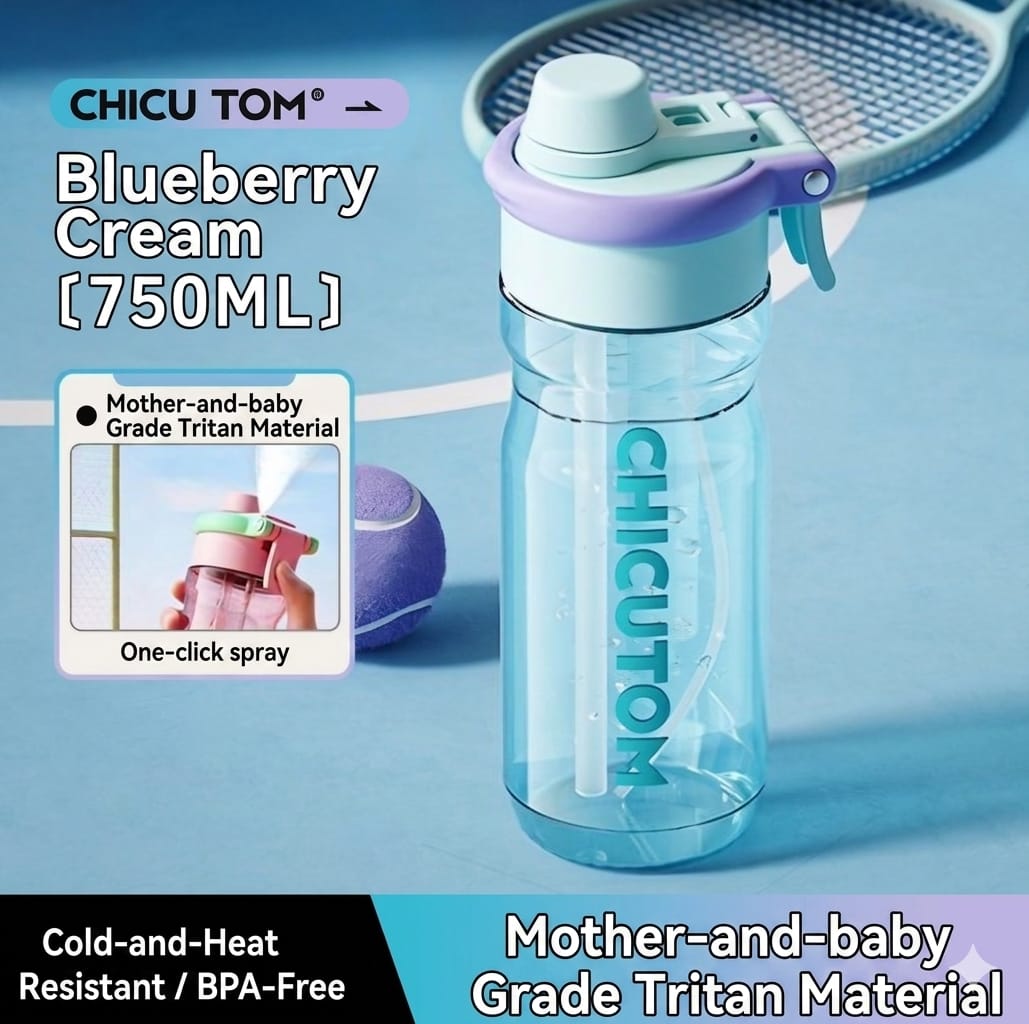 2-in-1 Mist+Sipper Bottle | Best for Summers | Sports, School, Walks, Daily Use.