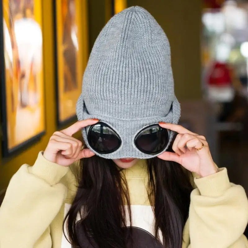 Winter Wool Goggles Beanies Cap