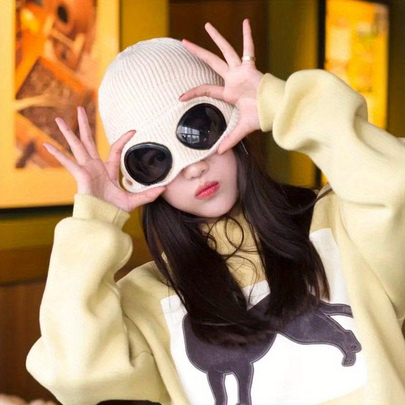 Winter Wool Goggles Beanies Cap